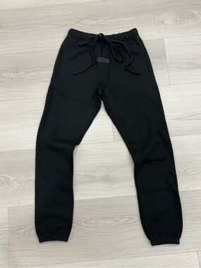 Essentials Black Logo Jogger Pants with Drawstring